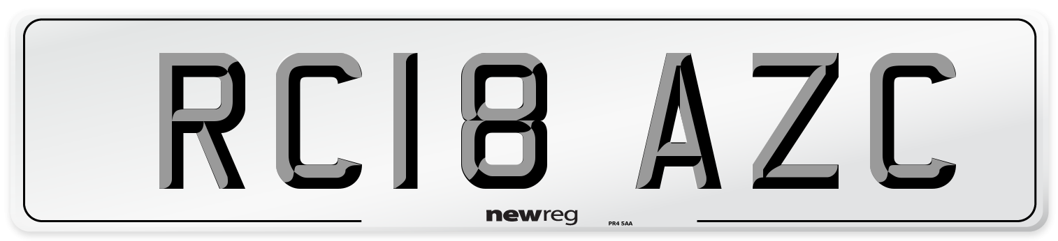 RC18 AZC Number Plate from New Reg